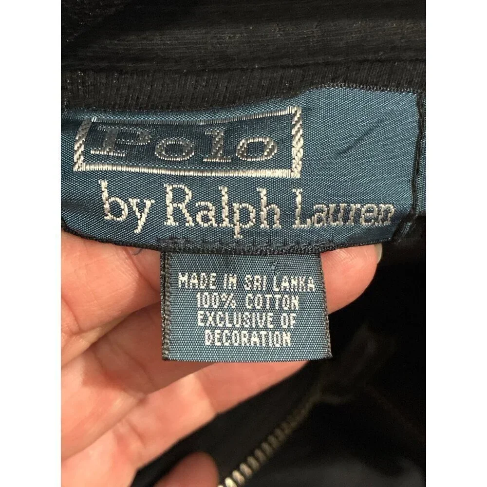 Polo Ralph Lauren 'sweatshirt Mens Vintage Full Zip Mock Neck Size XL Black